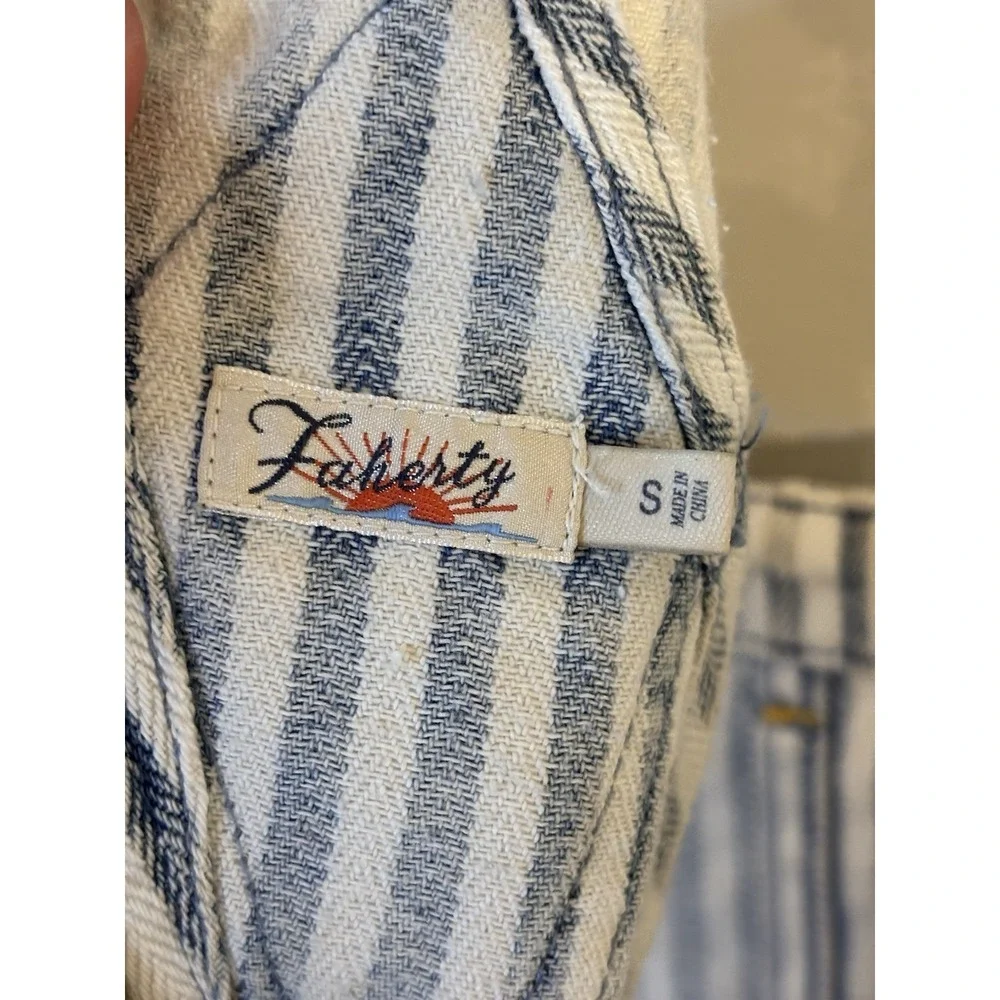 FAHERTY‎ Blue Railroad Stripe Skirtall S Jumper